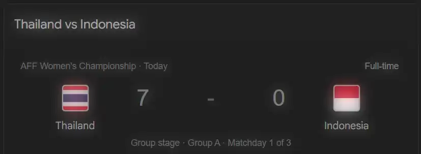 Thailand vs Indonesia hari ini skor akhir 7-0